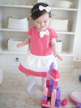 Janie and Jack | Barbiecore Pink Color Block Dress with Bow